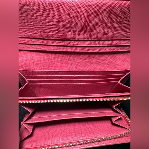 Prada Pink Saffiano Leather Continental Wallet. Chain will be included. - Picture 2 of 16